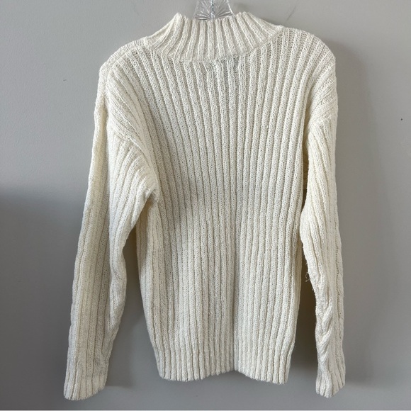 Vintage Mervyns White Cable Knit Turtleneck Pullover Sweater Size Small Preppy - Picture 3 of 6
